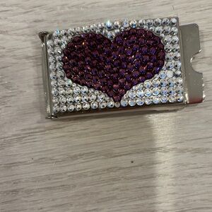 Purple Heart Rhinestone Belt Buckle